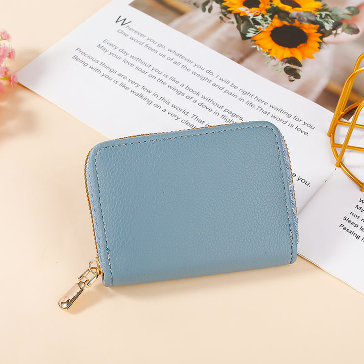 Compact Zippered Leather Wallet