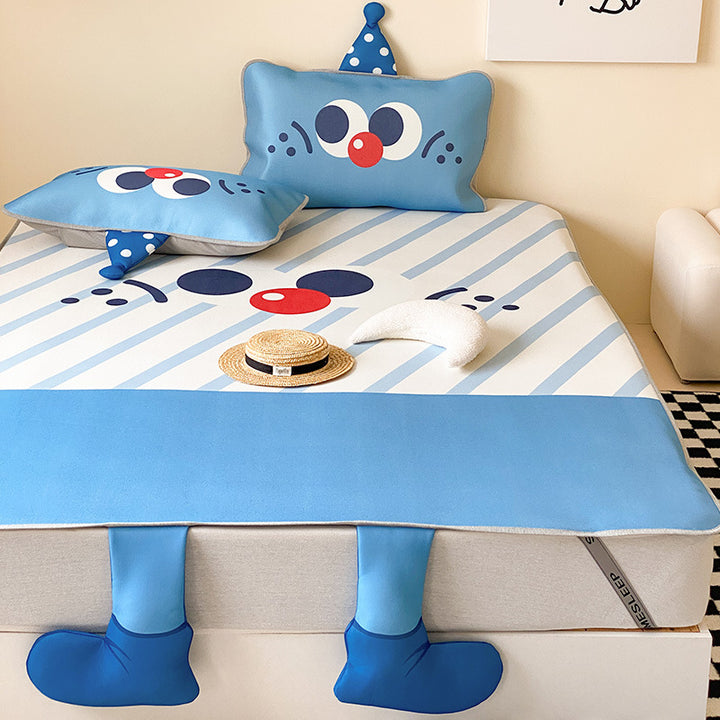 Children's tension cover with anti-slip, cartoon breakfast print, and 3D boot applications