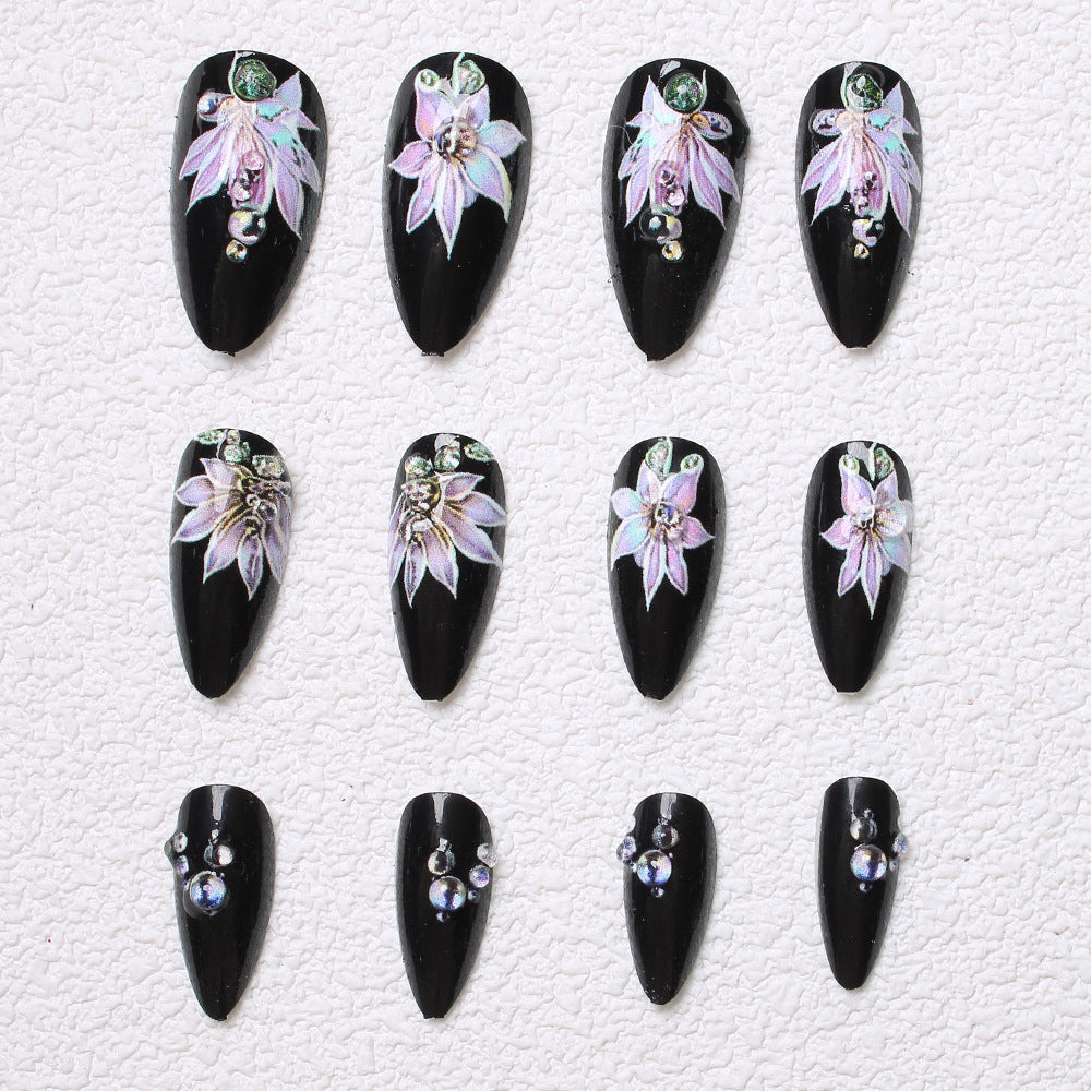 Floral Embellished Press-On Nails Kalsten