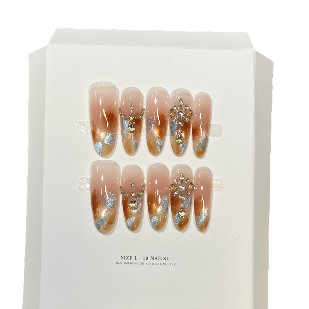 Decorative Stiletto Press-On Nail Set with Floral Designs Kalsten