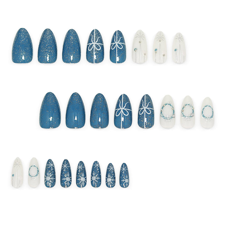 Artificial nails in elegant winter design with glitter accents Kalsten