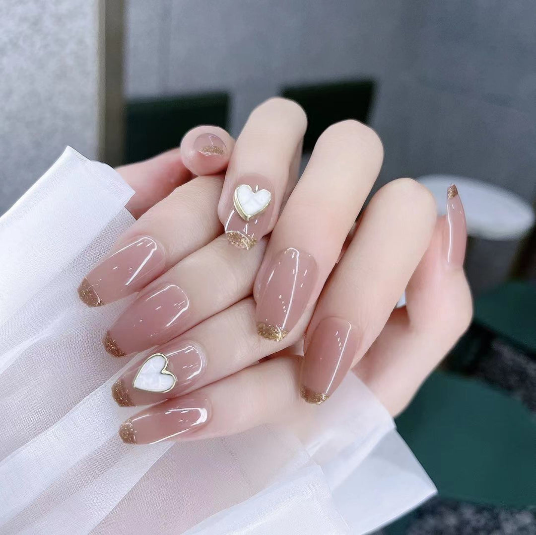 Decorative Press-On Nail Set with Heart Design Kalsten