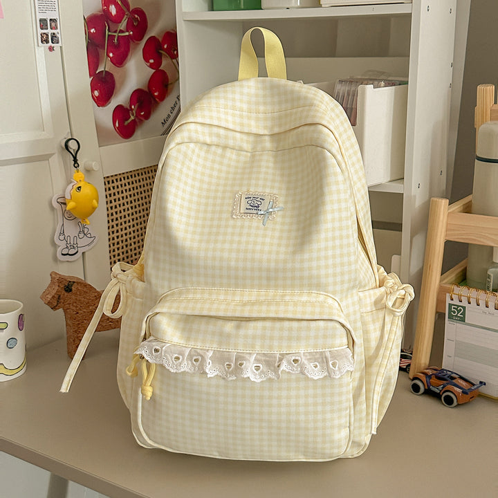 Casual Vintaged Gingham Print Backpack Kalsten