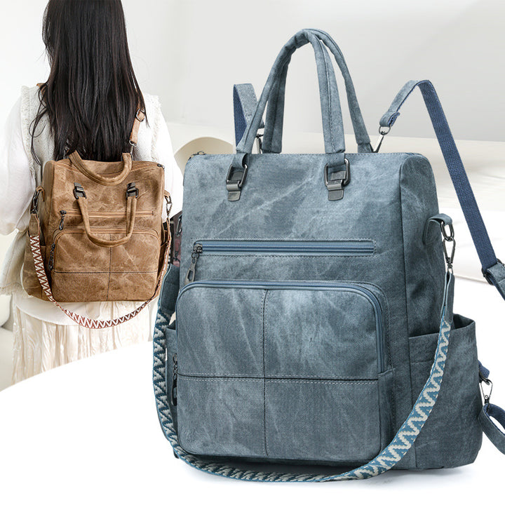 Versatile Multi-Compartment Faux Leather Backpack Kalsten