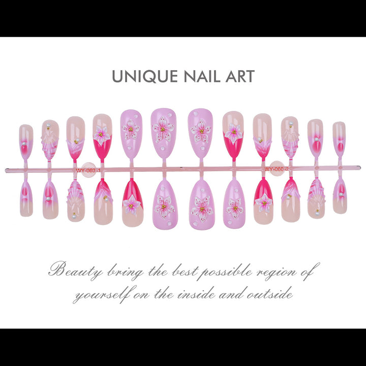 Elegant Floral-Accented Press-On Nail Set Kalsten