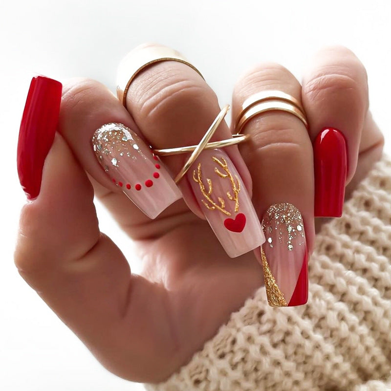 Creative nail art set with romantic heart and glitter elements Kalsten