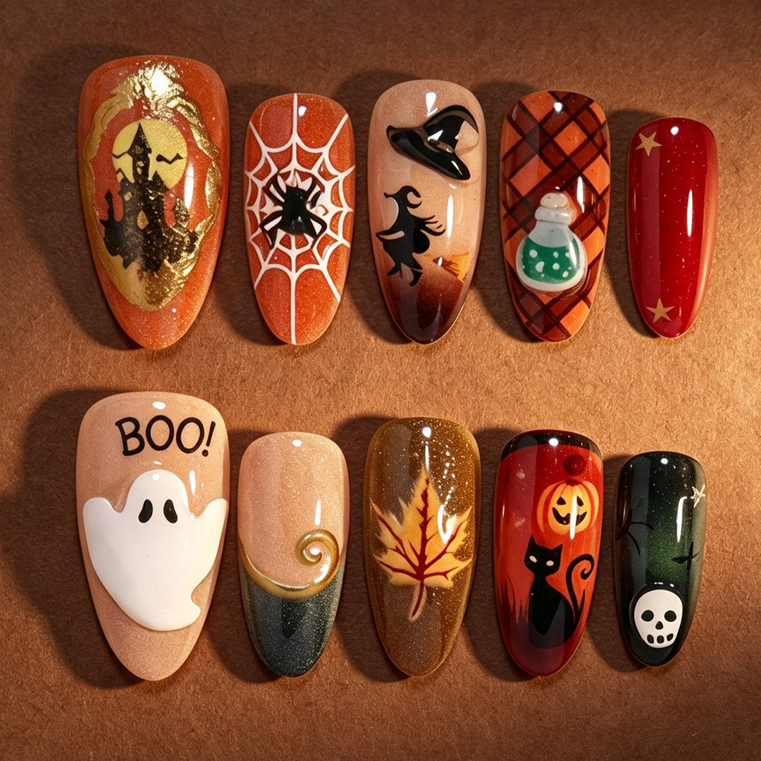 Halloween-Themed Decorative Press-On Nail Art Set Kalsten