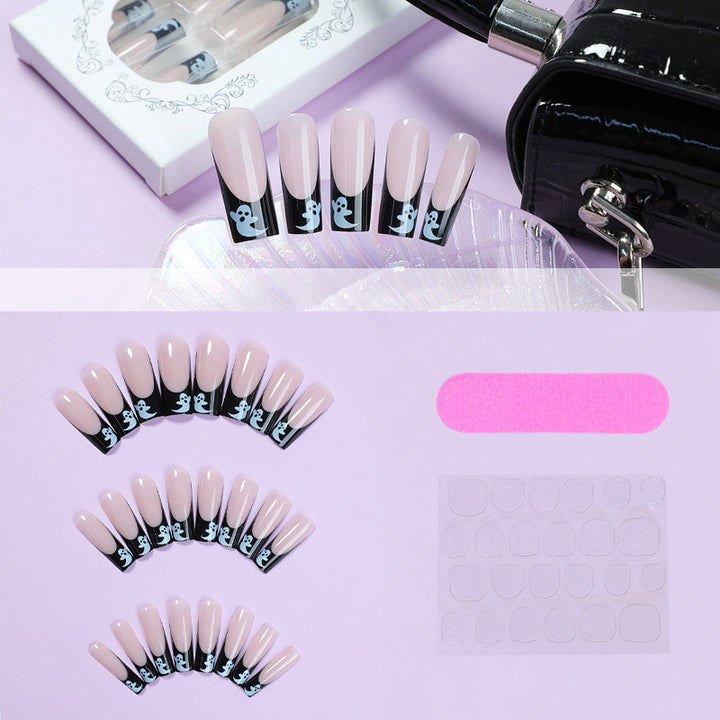 Creative Halloween Nail Art Set with Creepy Ghost Designs and Glittery Colors Kalsten