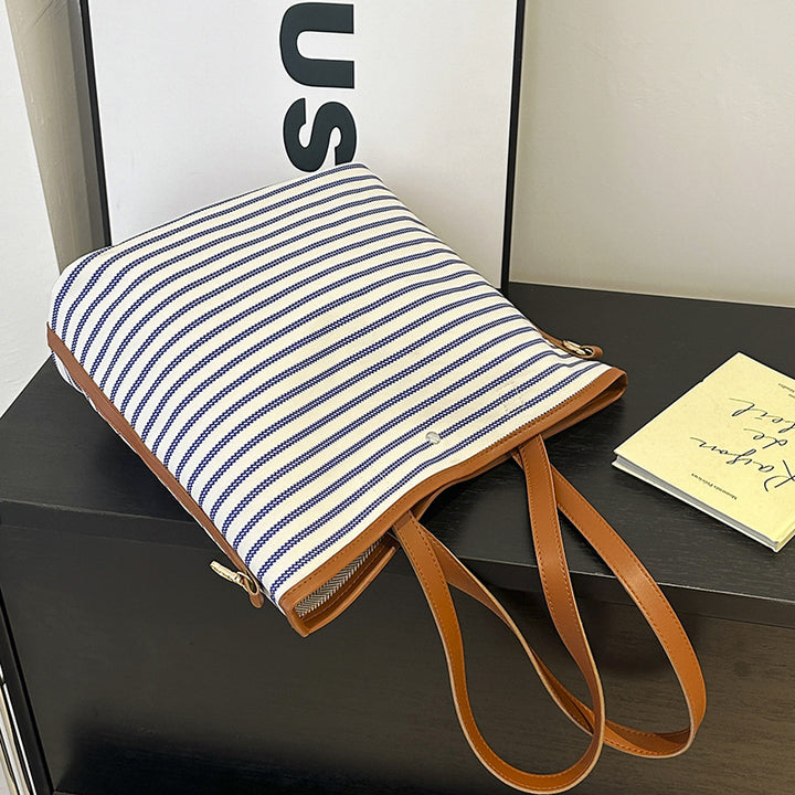 WoStriped Canvas Beach Tote Bag Kalsten