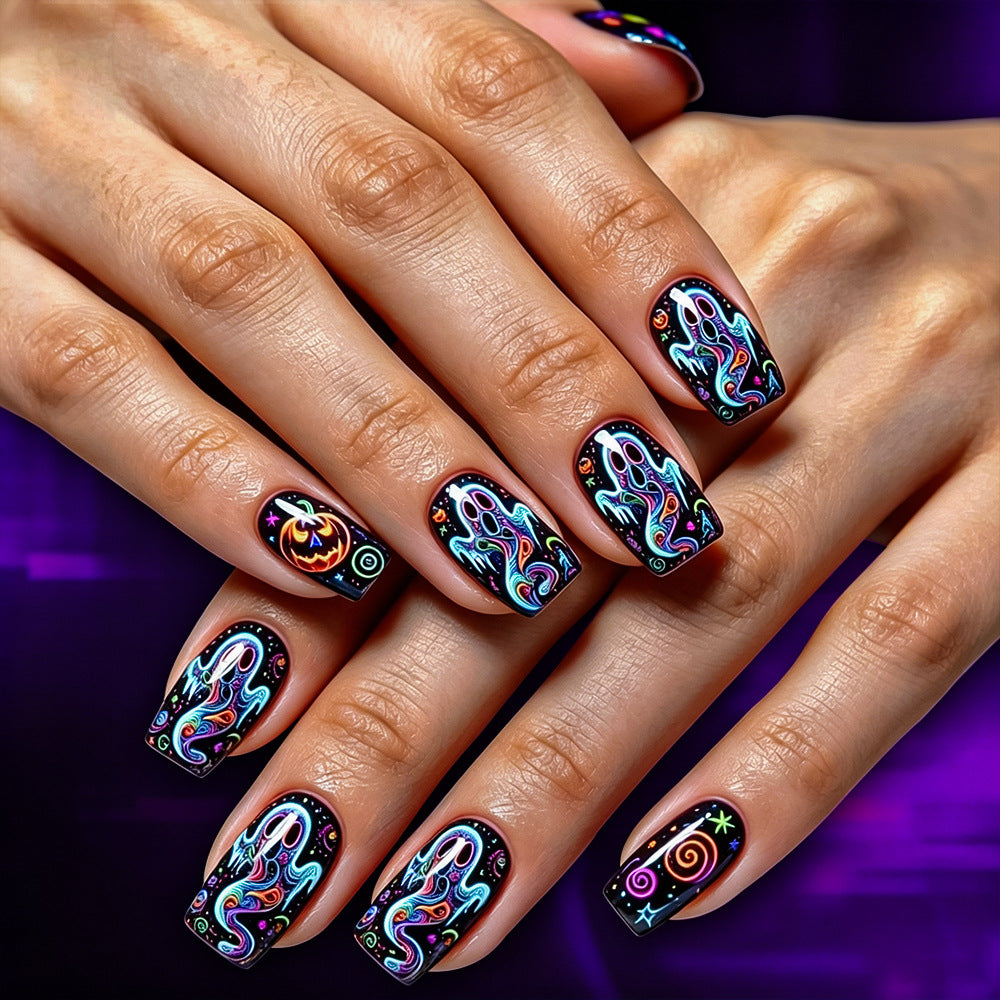 Artistic Halloween-Themed Press-On Nail Design Kalsten