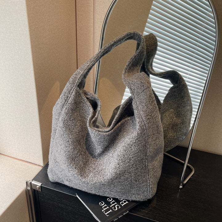 Cozy Textured Shoulder Tote Bag