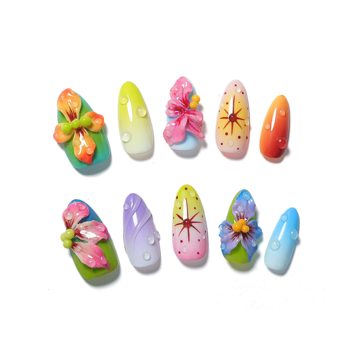 Creative nail set with handcrafted flower elements Kalsten