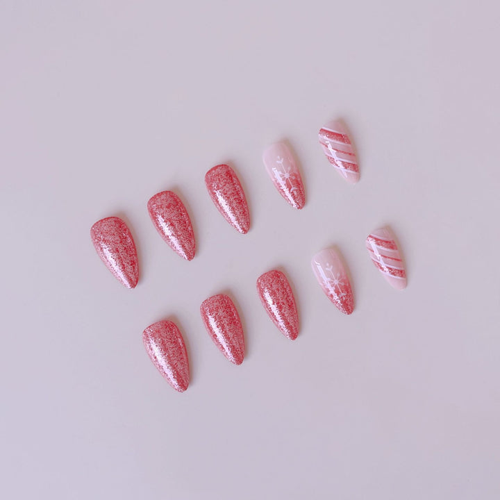 Acrylic nail set with sparkling Christmas design Kalsten