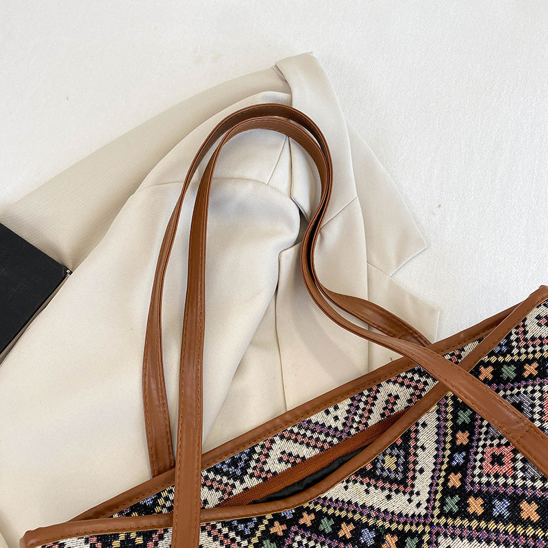 Artistic Woven Tote Handbag