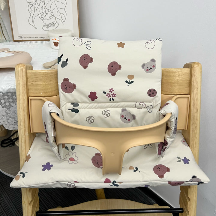 Padded High Chair Seat Liner Cushion with Removable Washable Cover and Safety Harness Slots