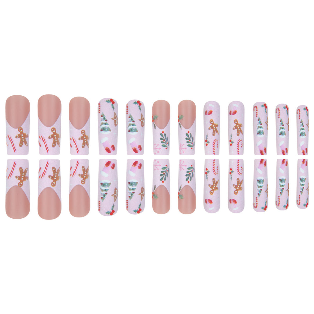 Festive Holiday-Themed Long Press-On Nails Kalsten