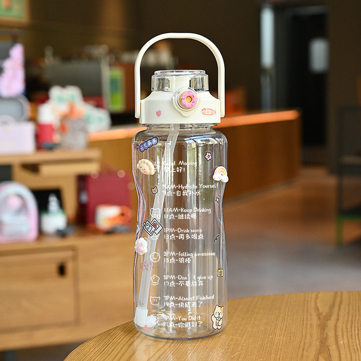 Women’s water bottle with integrated time marking and practical carrying handle Kalsten