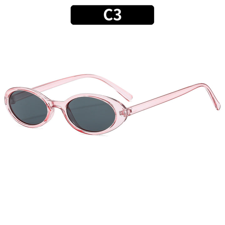 Retro-Inspired Slim Oval Sunglasses