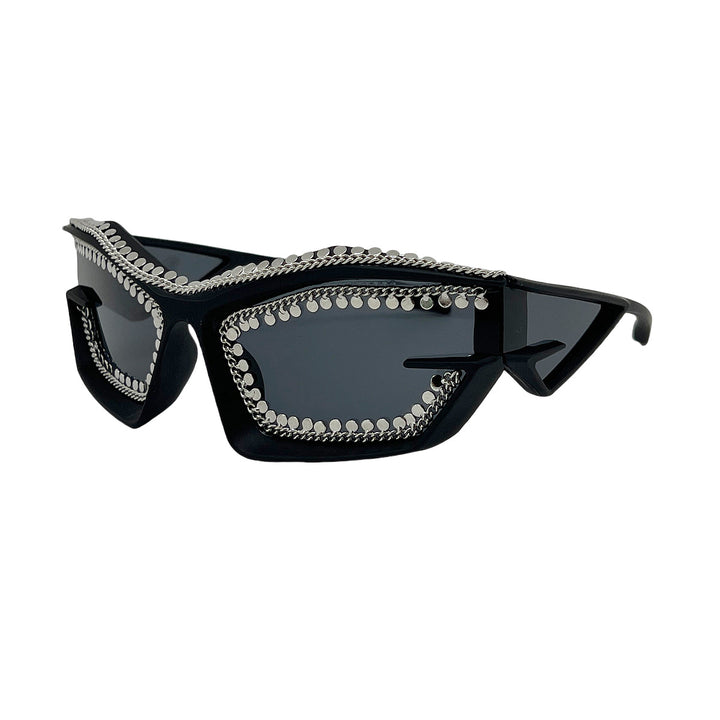 Ladies designer sunglasses in a futuristic look with sparkling rhinestone embellishment Kalsten