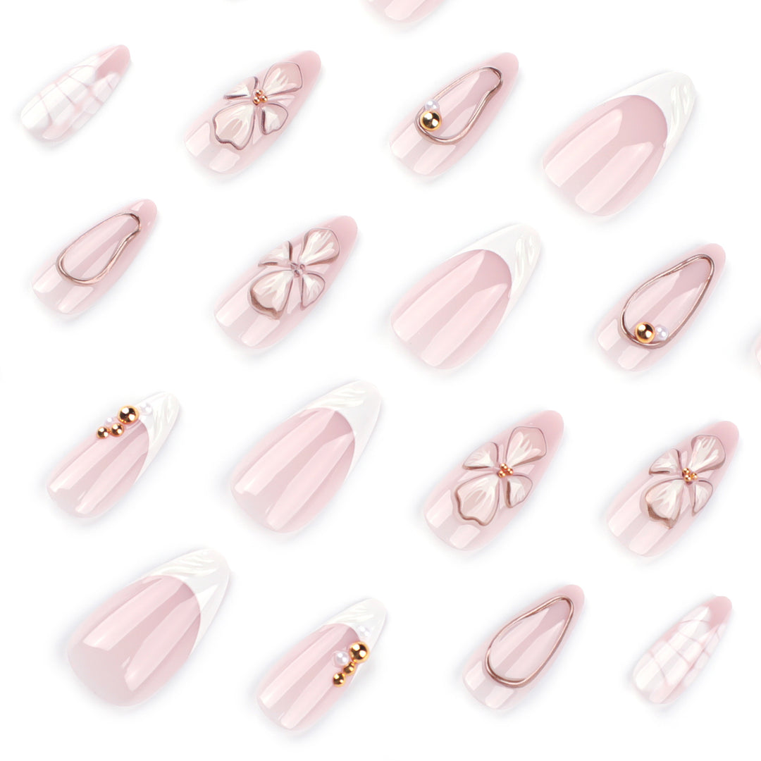 Artful stiletto nails with floral and shimmering decor Kalsten