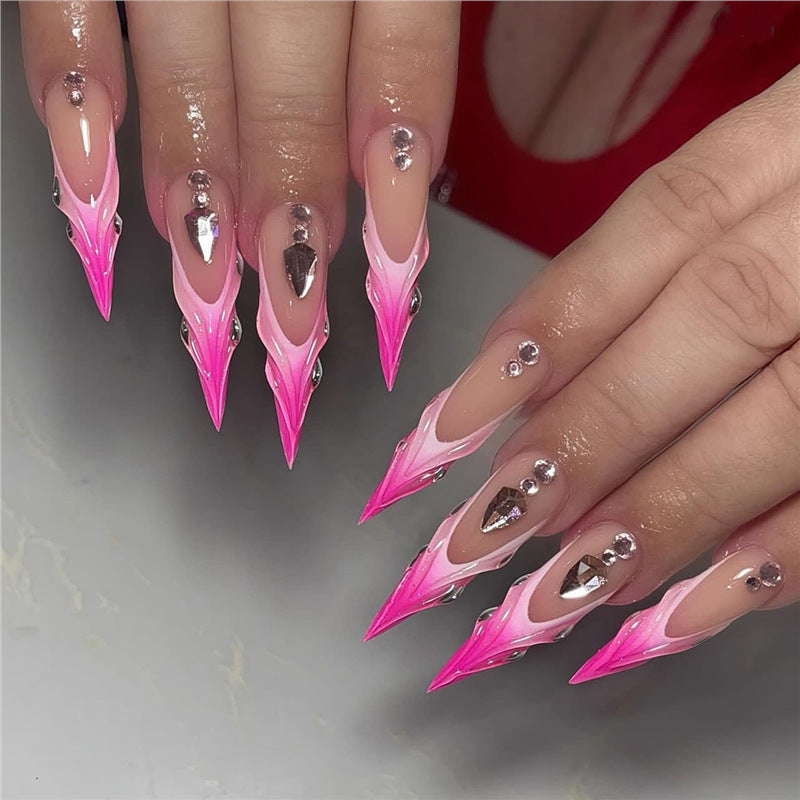 Stiletto Press-On Nail Extensions with Rhinestone Accents Kalsten