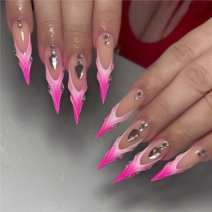 Stiletto Press-On Nail Extensions with Rhinestone Accents Kalsten
