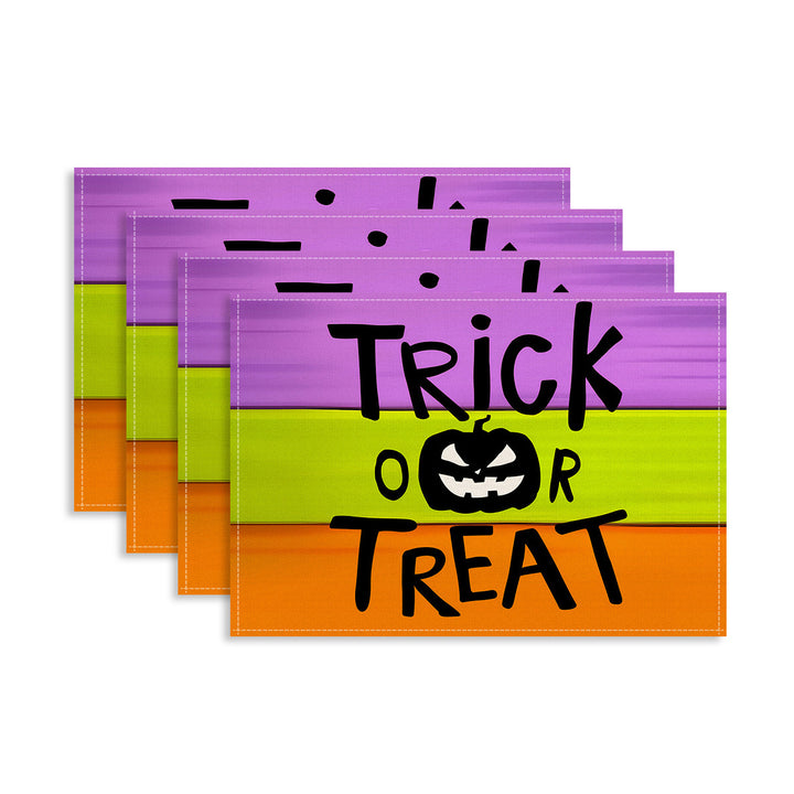 Multi-piece Halloween table set made of wipeable vinyl non-slip placemats
