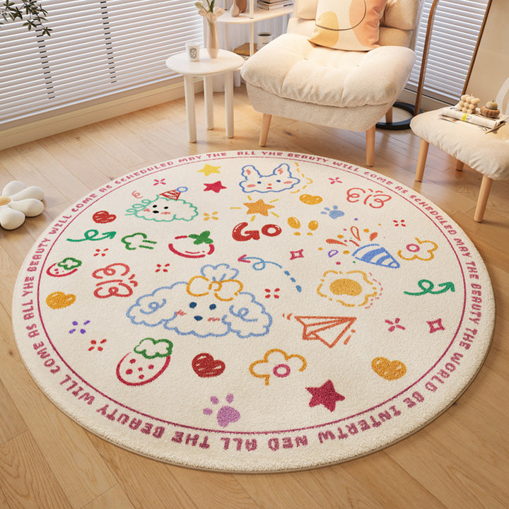 Playful Dog-Themed Round Area Rug