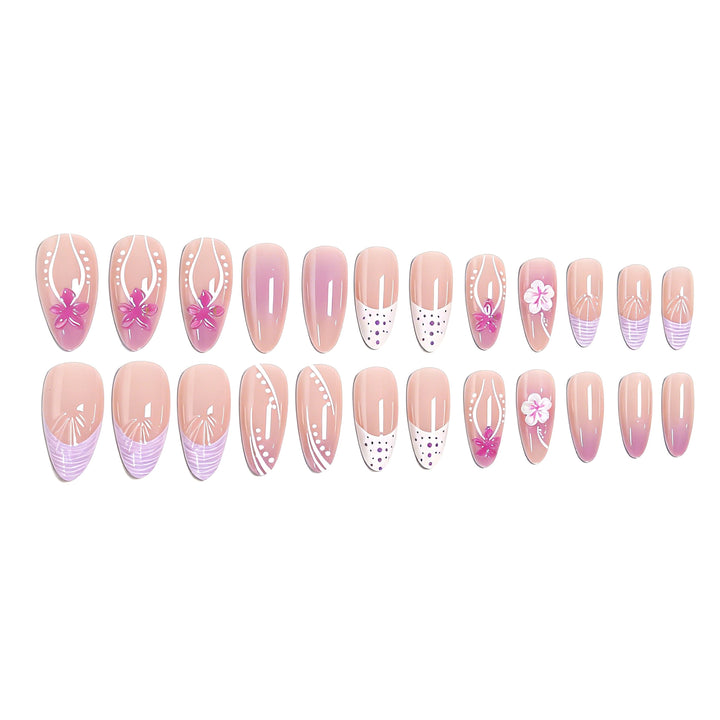 Artifical nails with delicate floral and geometric patterns Kalsten