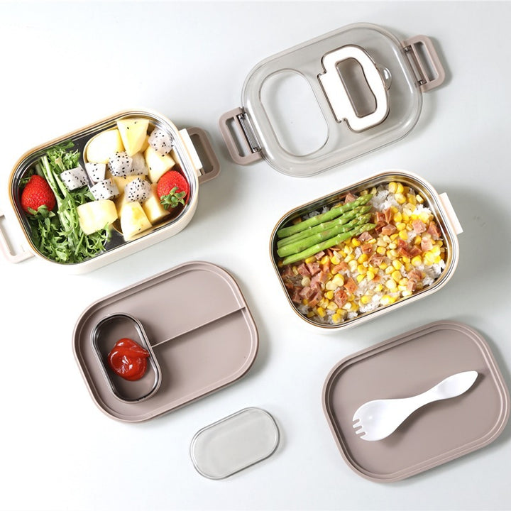 Multi-Compartment Food Storage Container with Secure Locking Lid