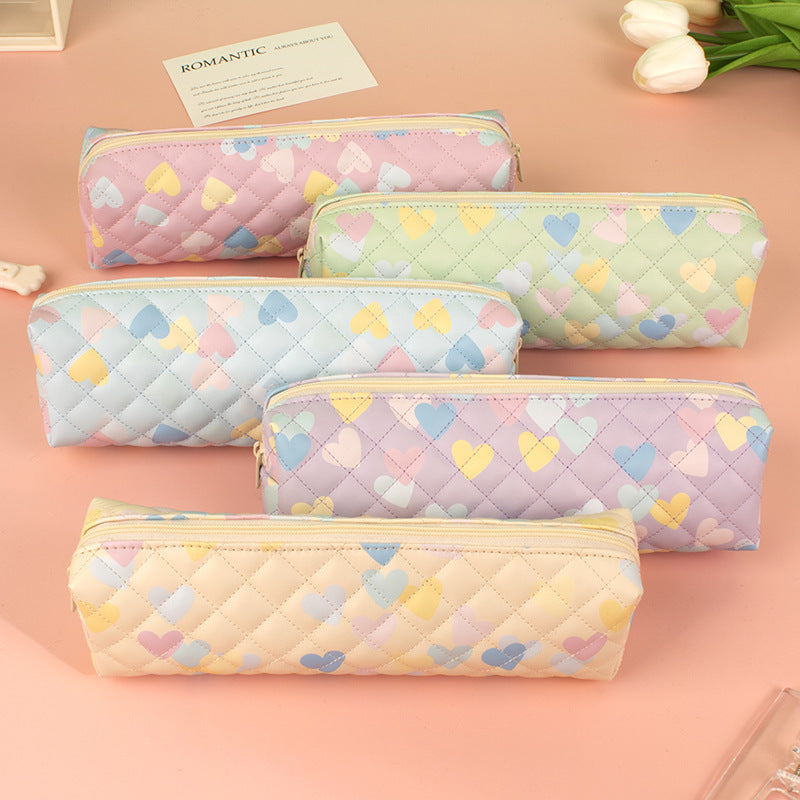 Quilted Heart Pattern Pencil Case Kalsten