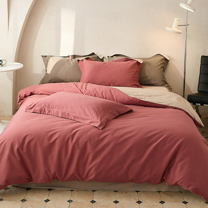 Bedding set made of premium cotton blend fabric reversible design with hidden zipper