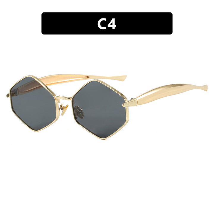 Women's hexagonal sunglasses with elegant metal frame and UV protection Kalsten