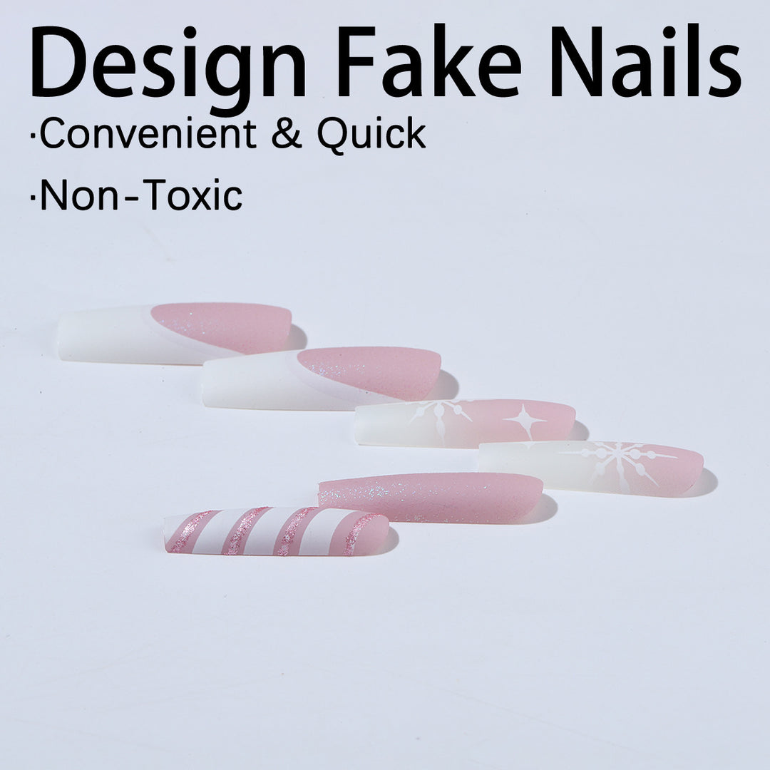 Creative Nail Art Set with Festive Candy Cane Design and Glittering Accents Kalsten