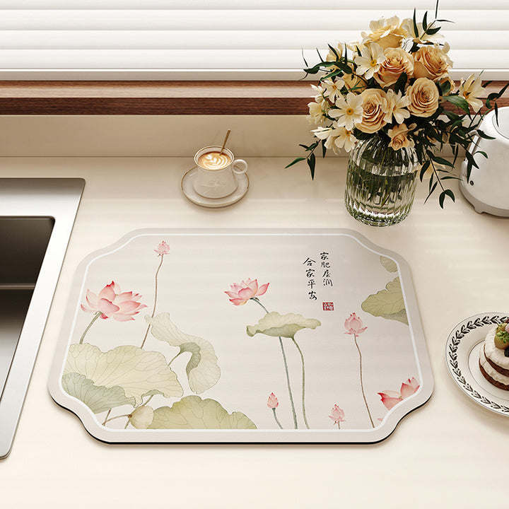 Vintage Floral Design Kitchen Mat