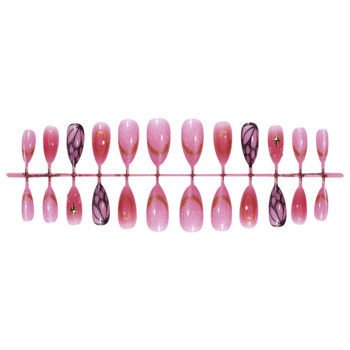 Decorative Press-On Nail Art Set with Shimmering Glitter and Elegant Patterns kalsten