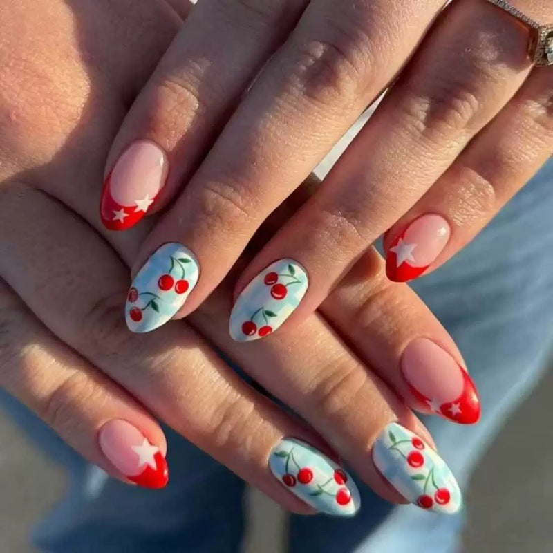 Creative art nails with cherry design Kalsten