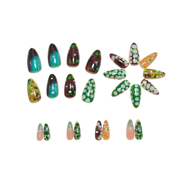 Creative artificial nails with 3D details and unique color accents Kalsten