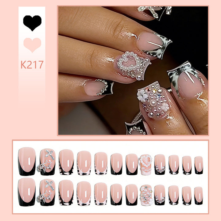 Artificial nail set with detailed 3D beads and glamorous design Kalsten