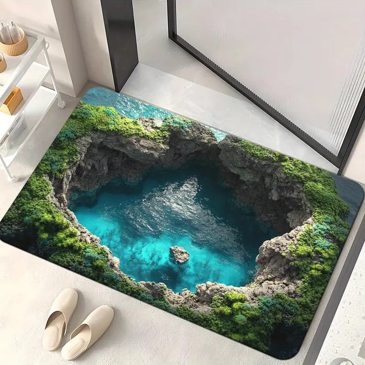 3D Brick Pattern Optical Illusion Bath Mat Kalsten