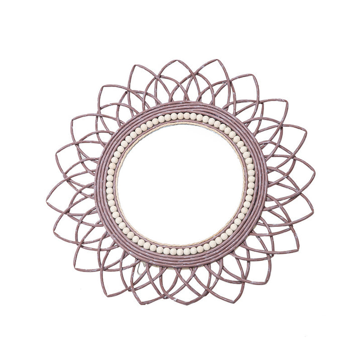 Decorative wall mirror with rattan frame Kalsten