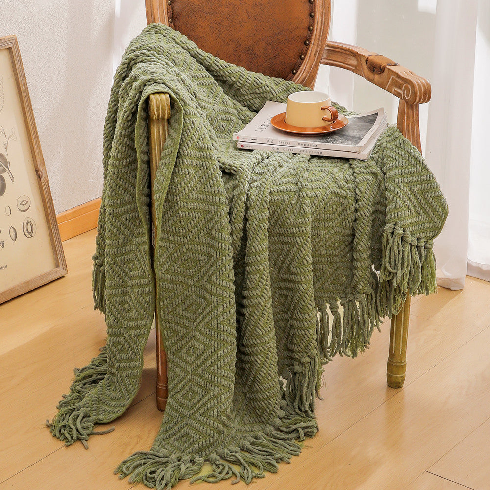 Handwoven Textured Throw Blanket Kalsten