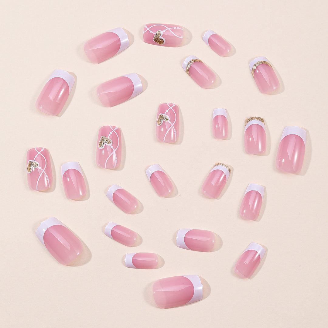 Elegant Heart-Accent Nail Art Extensions Kalsten