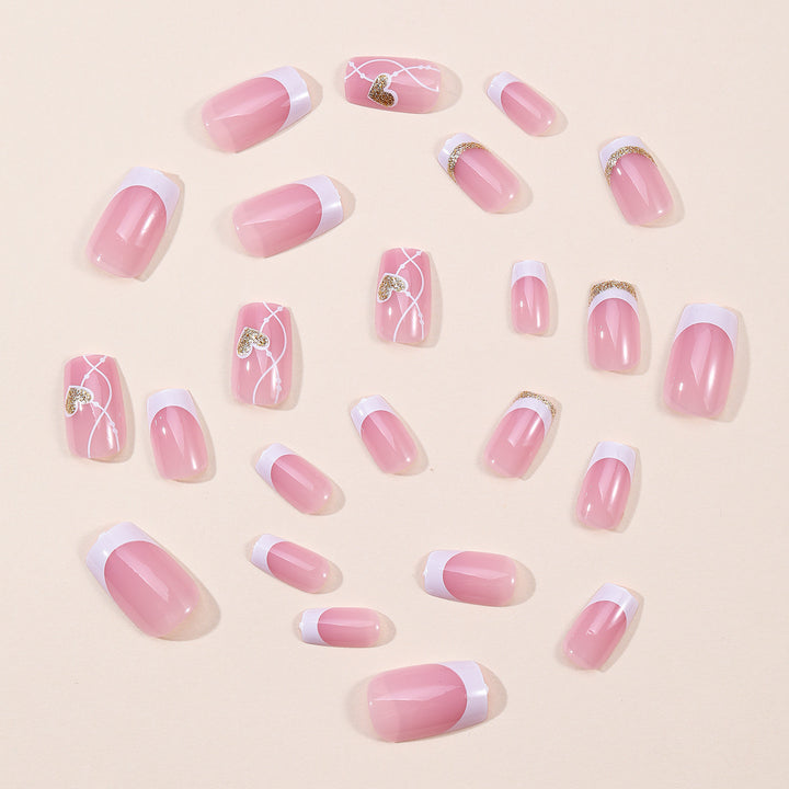 Elegant Heart-Accent Nail Art Extensions Kalsten