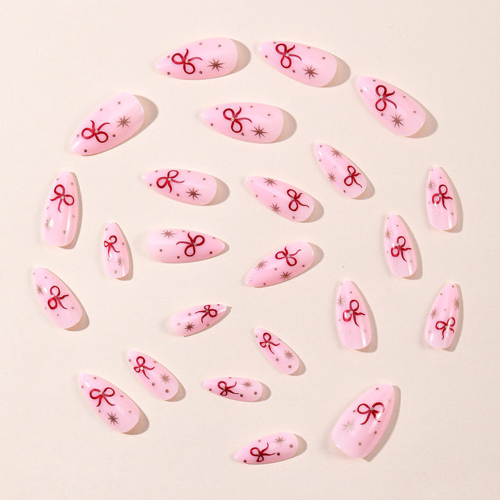 Stiletto Nail Art Extensions with Bow Accents Kalsten