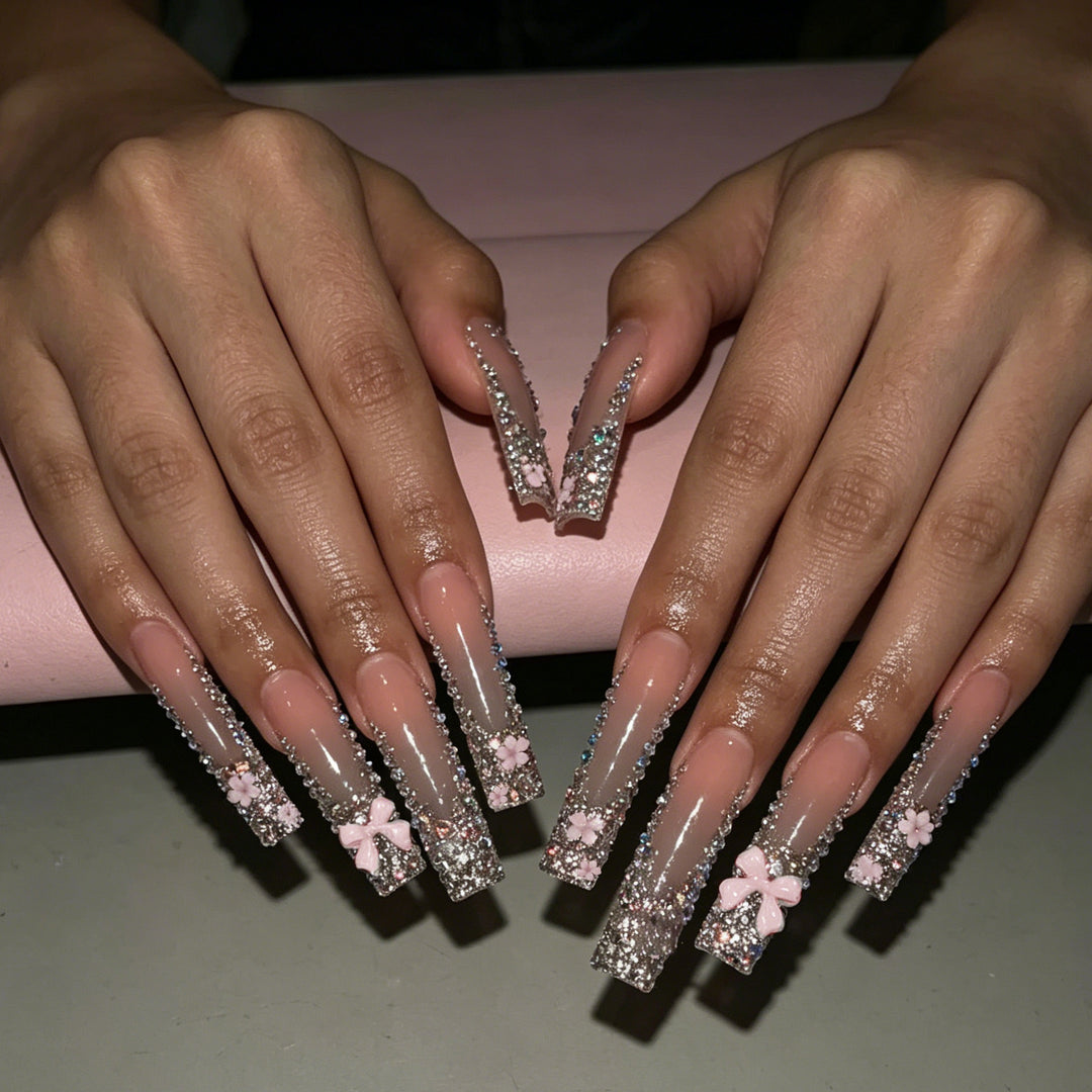 Glamorous 3D Floral Acrylic Nail Art Enhancements Kalsten