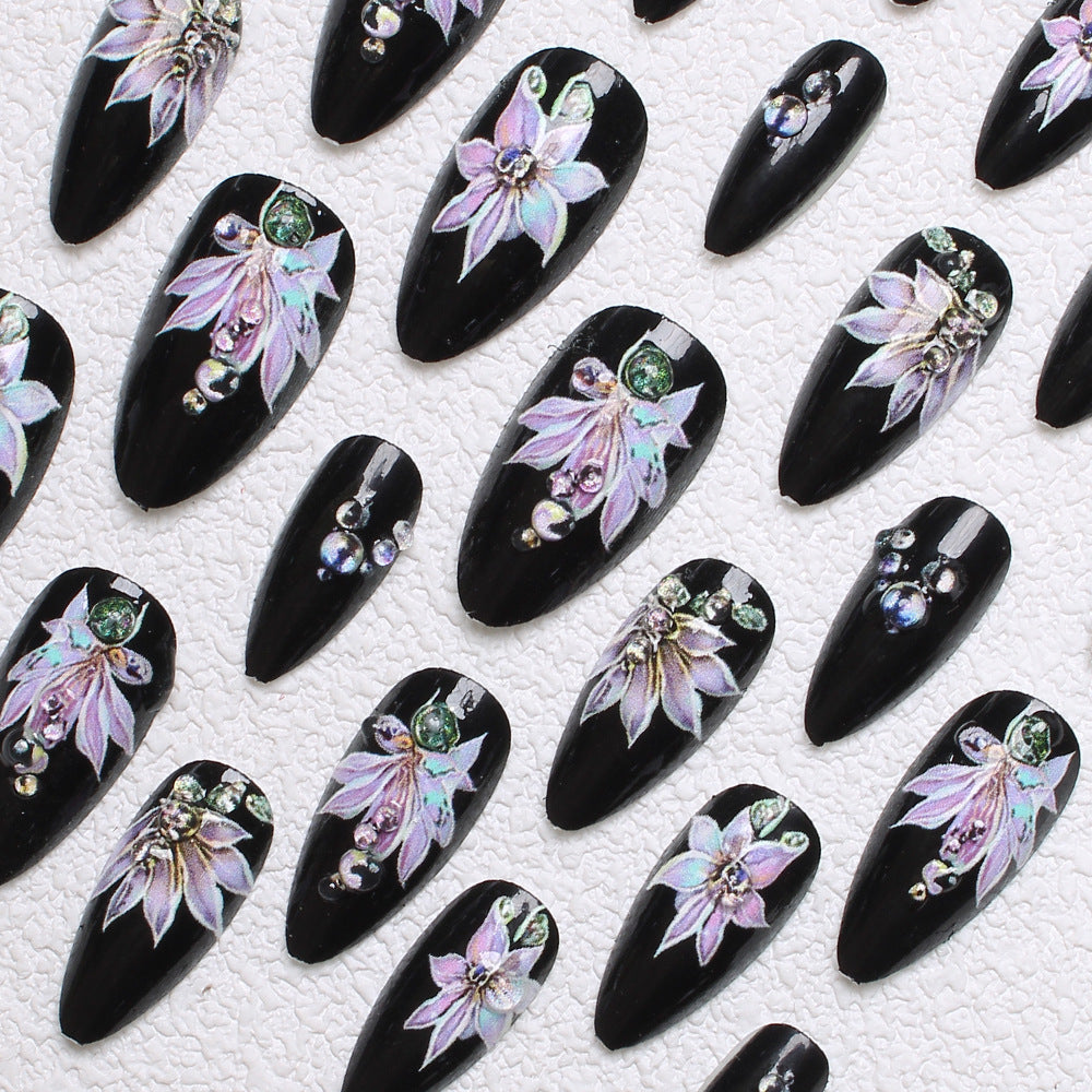 Floral Embellished Press-On Nails Kalsten
