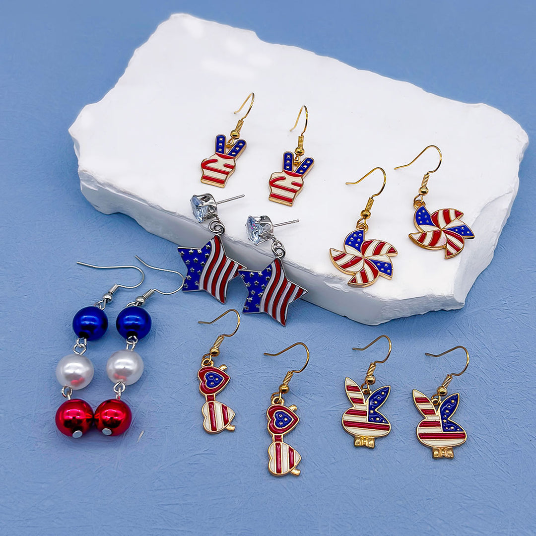 Women's nan long patriotic mesh tassel dangle earrings Kalsten