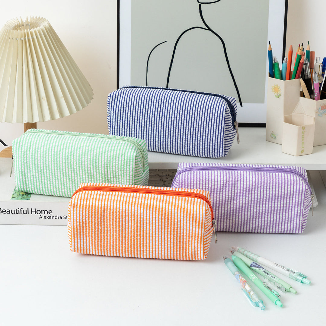 Striped Zippered Pencil Case Bag Kalsten