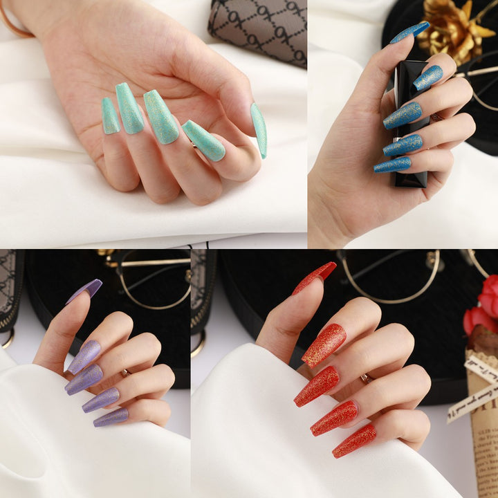 Artificial Nail Set with Elegant Glitter Effect Kalsten